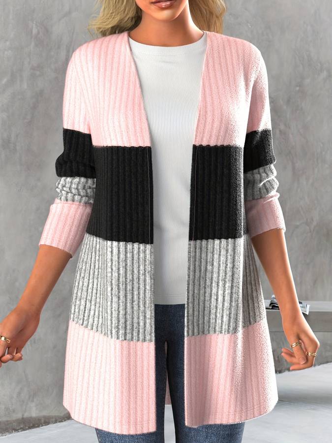 Street-wave Color Block Knit Sweater For Women Cozy Chic Versatile Everydaywear Premium Comfort