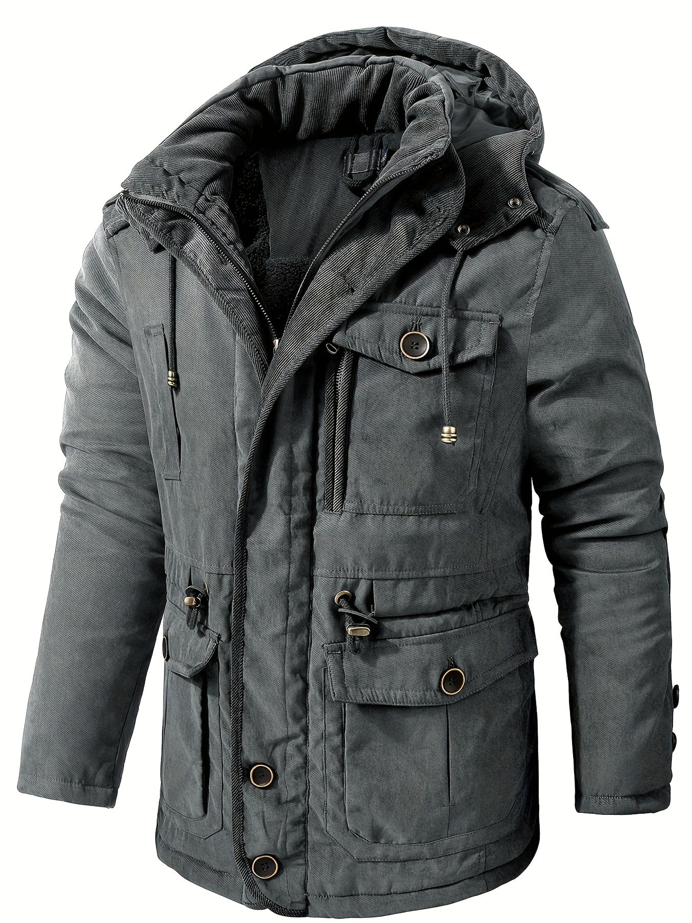Street-Wave Hooded Utility Jacket Insulated Lining For Men
