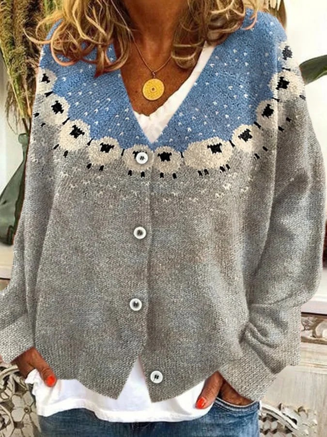 Street-Wave Colorful Women's Cardigan Coat Bold Floral PaintSplash Outerwear Warm Cozy