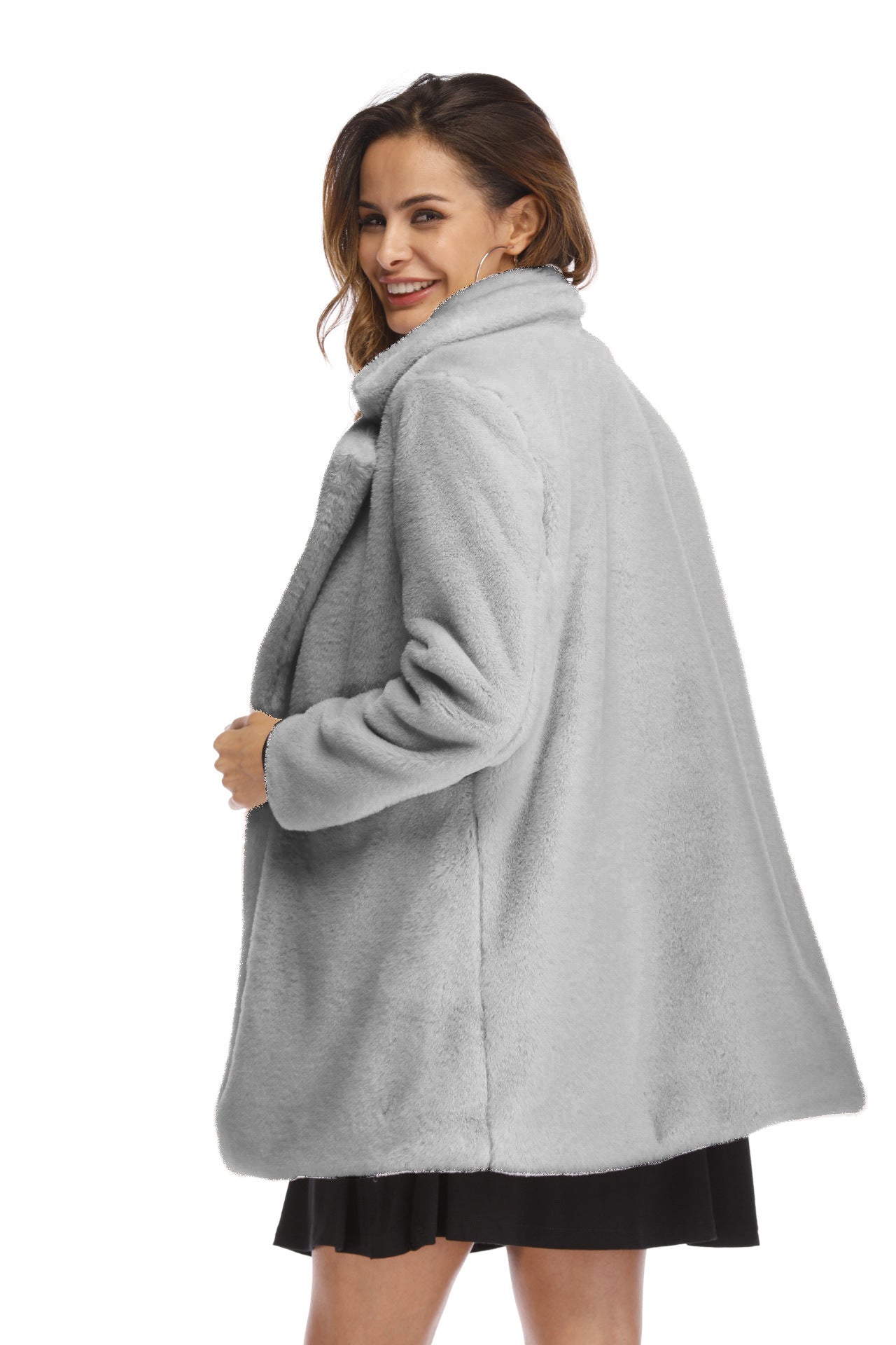 Street-wave Plush Faux Fur Hooded Long Jacket For Women Ultra Cozy Warmth And Streetwear Style