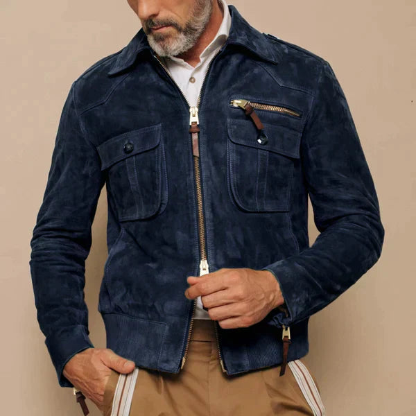 Street-Wave Men's Premium Suede Leather Jacket With Vintage Feel And Durable Craft