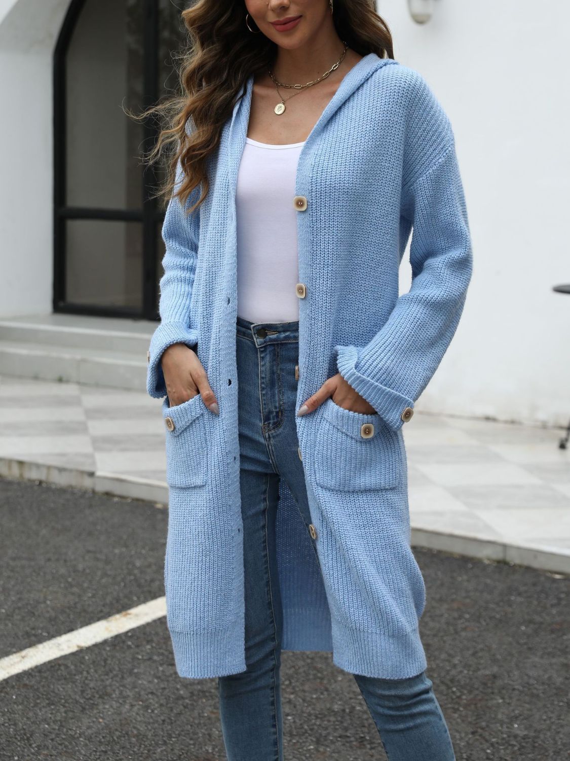 Street-Wave Long Knit Cardigan With Button Closure For Women, Effortless Timeless Comfort