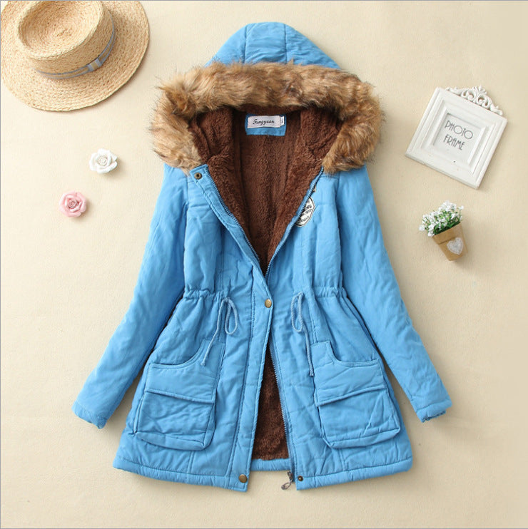 Street-wave Women's Quilted Winter Jacket With Removable Faux Fur Collar And Front Pockets