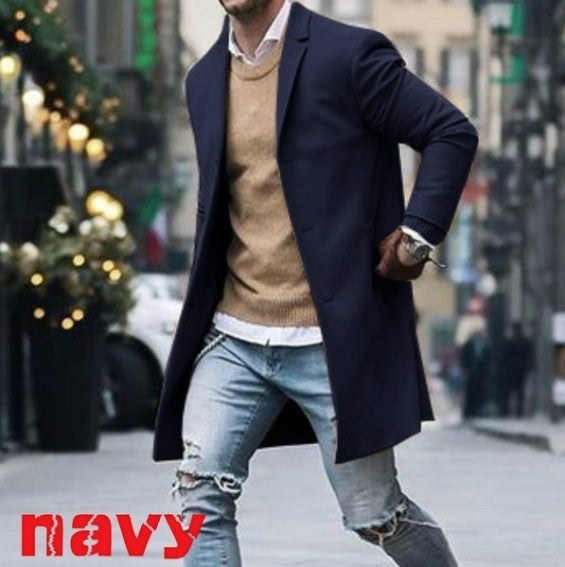 Street-wave Mens Tailored Long Coat For Elegant Fit And All Day Comfort In Urban Smart-Casual Style