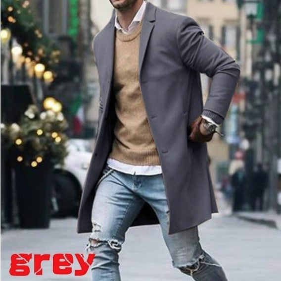 Street-wave Mens Tailored Long Coat For Elegant Fit And All Day Comfort In Urban Smart-Casual Style