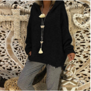 Street-Wave Women's Oversized Cozy Hoodie Sweater With Plush Knit For Everyday Comfort