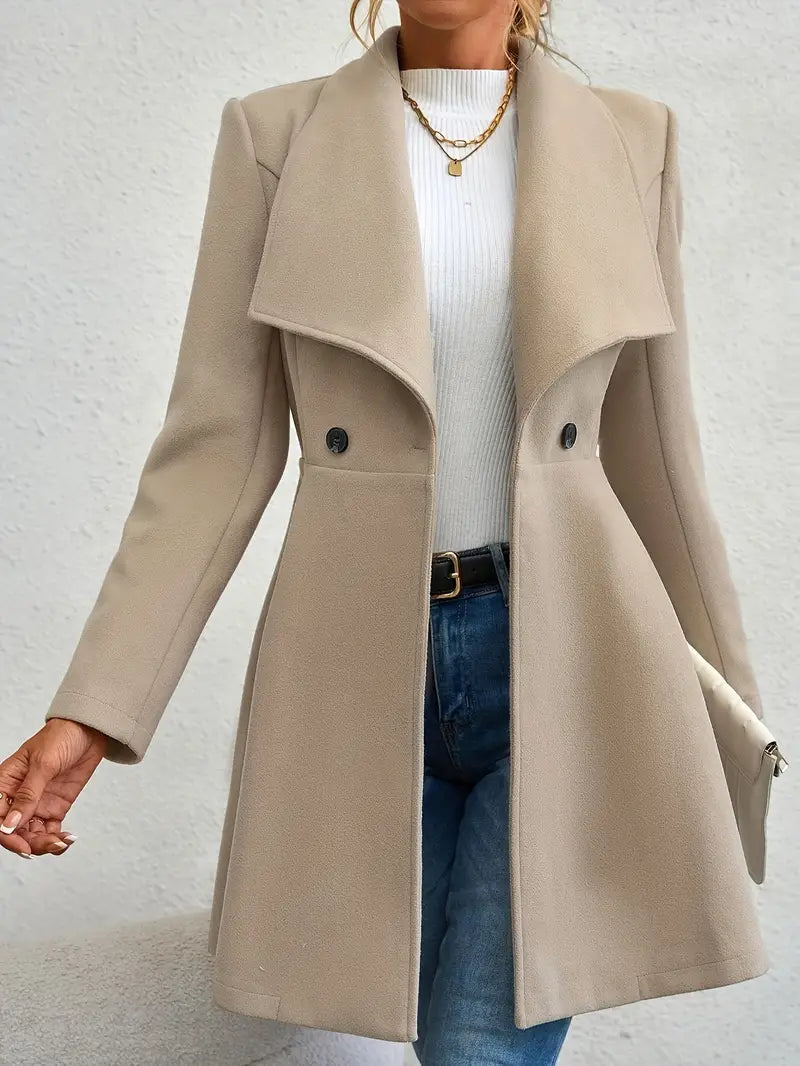 Street-Wave A-Line Double-Breasted Coat For Women Flattering Silhouette Timeless Elegance