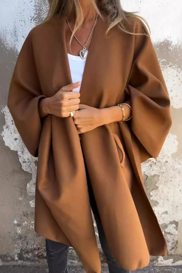 Street-wave V-Neck Shawl Cape Cardigan For Women, Soft Polyester, Effortless Chic Layering