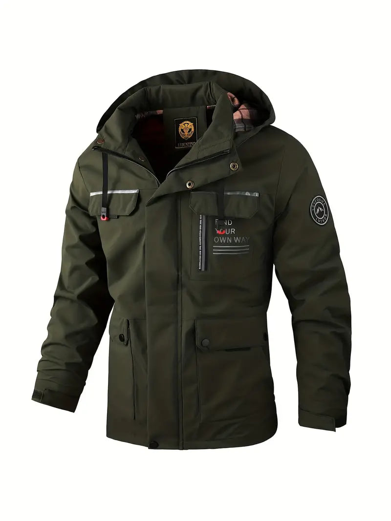 Street Wave Men Bomber Jacket Warm Thick Padding Insulated Lining For Cold Weather