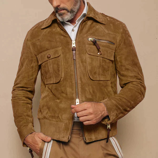 Street-Wave Men's Premium Suede Leather Jacket With Vintage Feel And Durable Craft