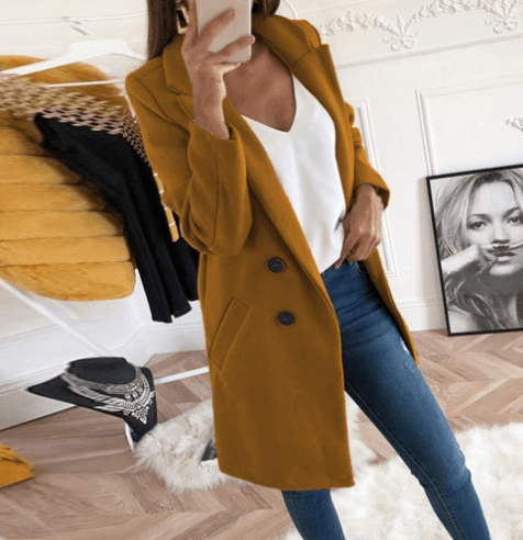 Street-wave Double Breasted Wool Coat For Women Elegant Warmth With Modern Style