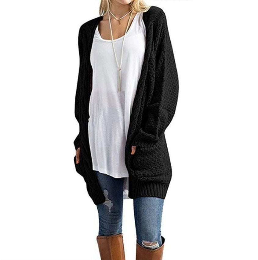 Street-wave Women Open Front Oversized Knit Cardigan Soft Cotton Cozy Everyday Layer
