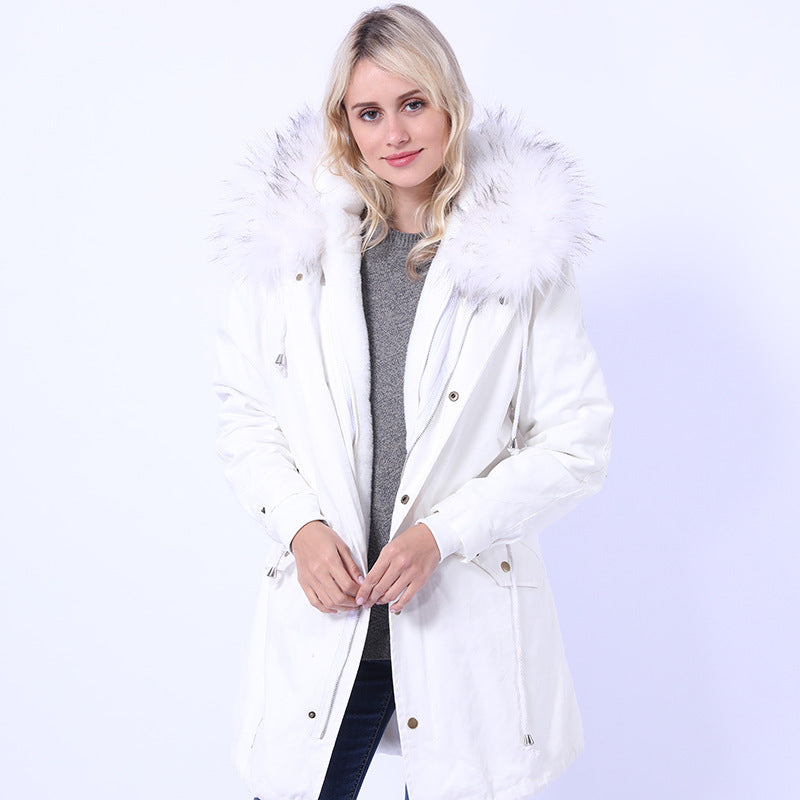Streetwave Womens Long Coat With Decorative Faux Fur Collar Weatherproof Warm Winter Outerwear