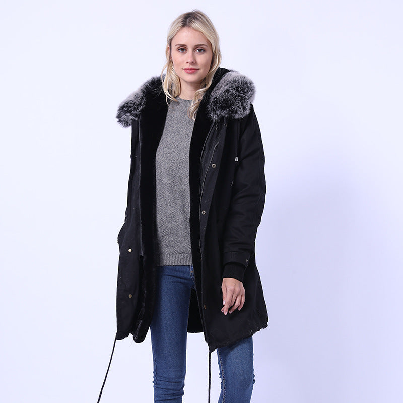 Streetwave Womens Long Coat With Decorative Faux Fur Collar Weatherproof Warm Winter Outerwear