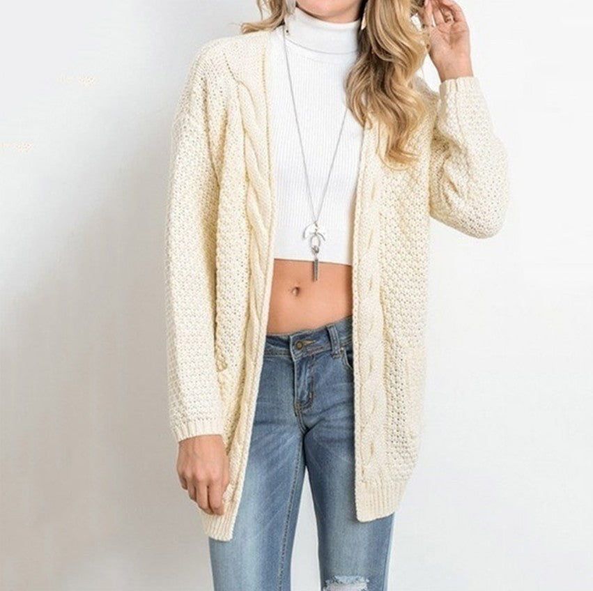 Street-wave Women Open Front Oversized Knit Cardigan Soft Cotton Cozy Everyday Layer