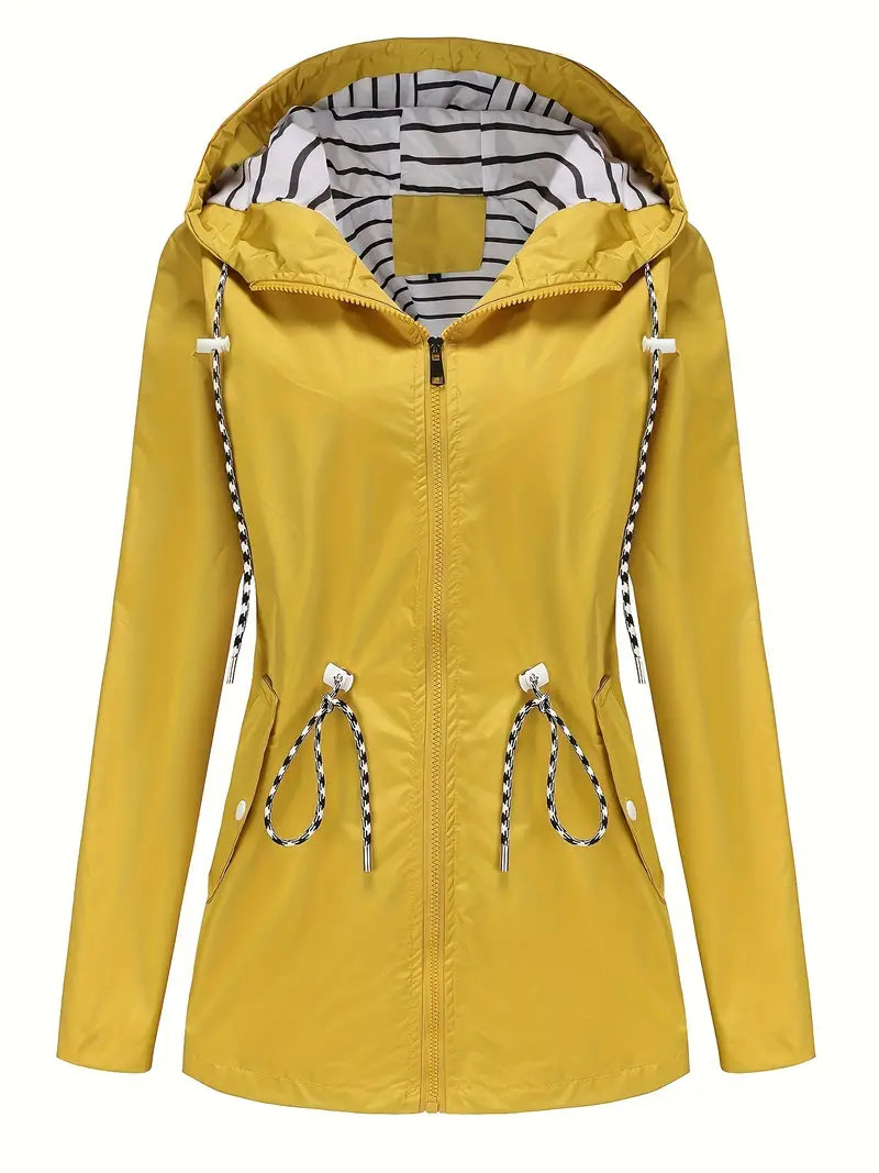Street-Wave Women's Waterproof Hooded Rain Jacket With Adjustable Fit And Practical Pockets