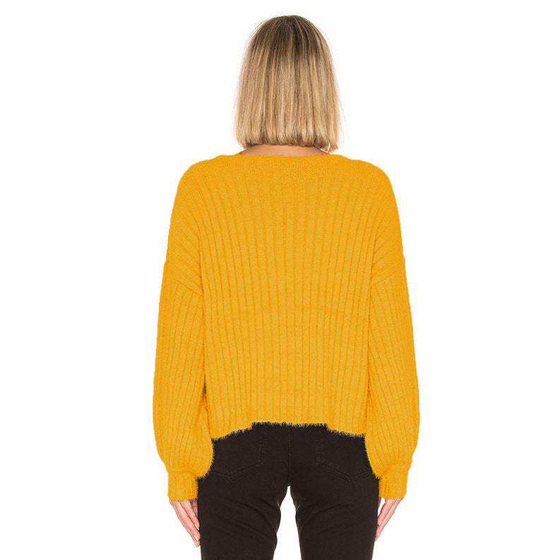 Streetwave Knit Sweater For Women With Dropped Sleeves And Fine Rib Texture For Cozy Comfort