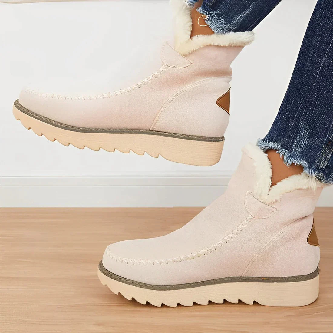 Street-wave Faux Fur Lined Ankle Boots For Women With Thick Cushioned Sole Casual Everyday Style