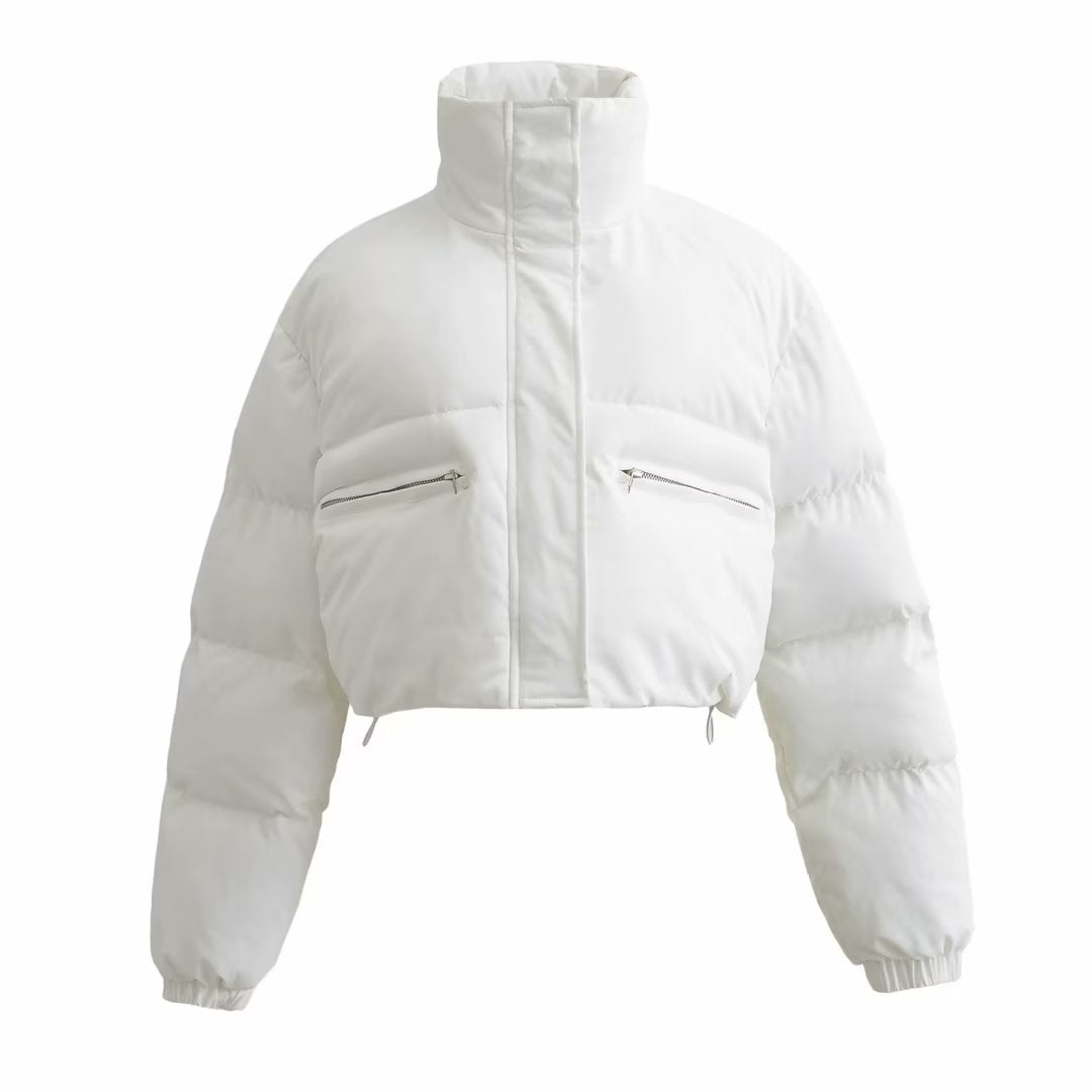 Street-wave Plus Size Cropped Puffer Jacket Oversized Warm Winter Coat For Curvy Women