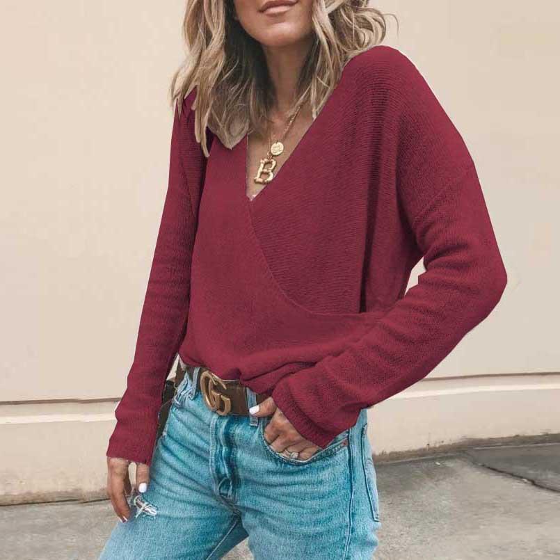 Street Wave V Neck Knit Sweater Soft Lightweight Casual Elegance For Women Everyday Wear