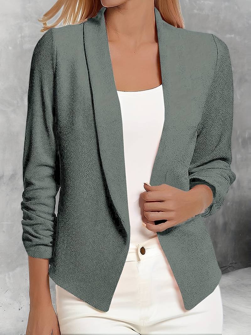 Street-wave Open Front Navy Blazer For Women Timeless Elegance Flattering Fit All Day Comfort