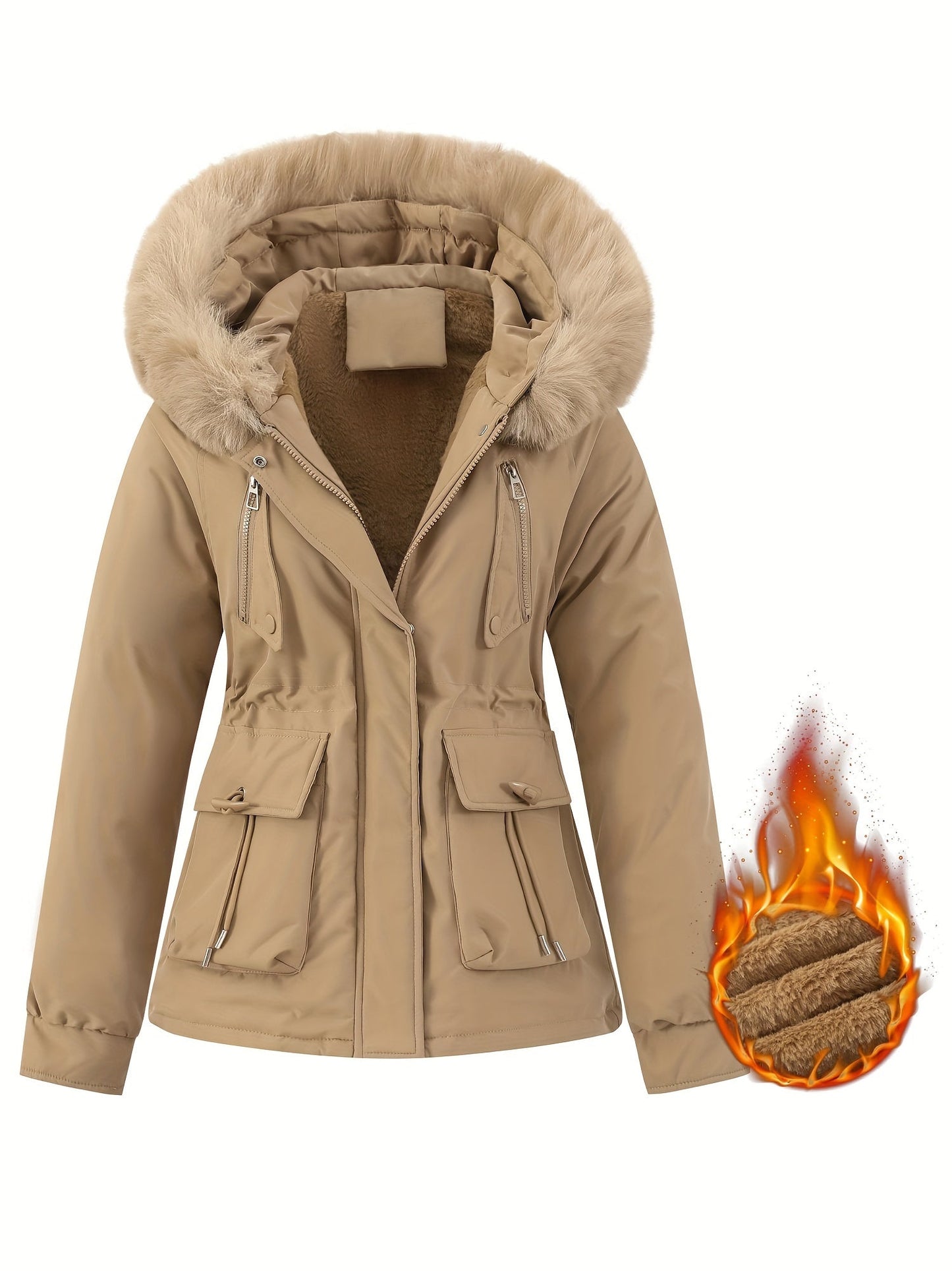 Street Wave Womens Winter Coat With Detachable Faux Fur Hood Windproof Warmth And Style