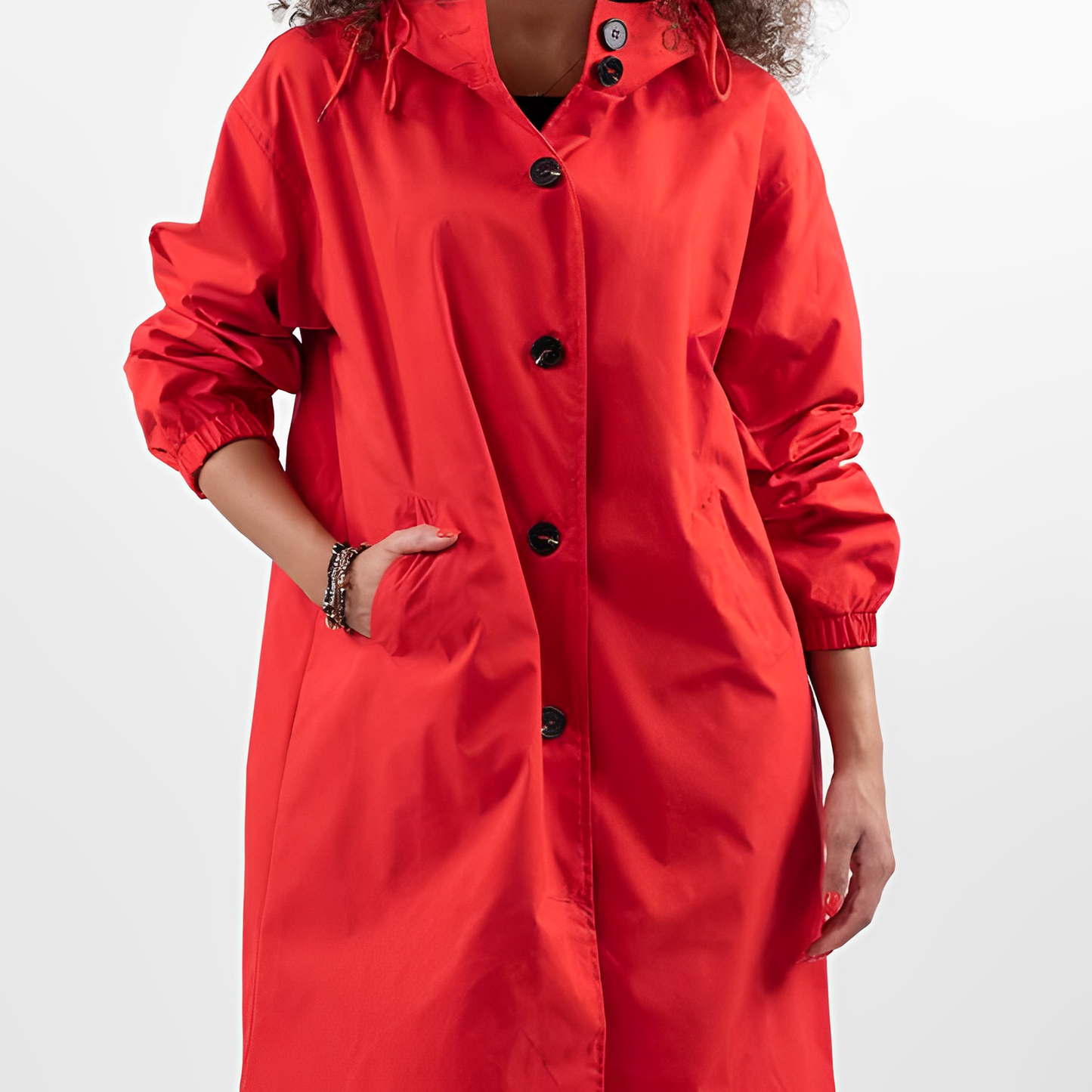 Street-Wave Women's Hooded Raincoat With Drawstring Hood Weatherproof Fall Winter Coat For Stylish Comfort