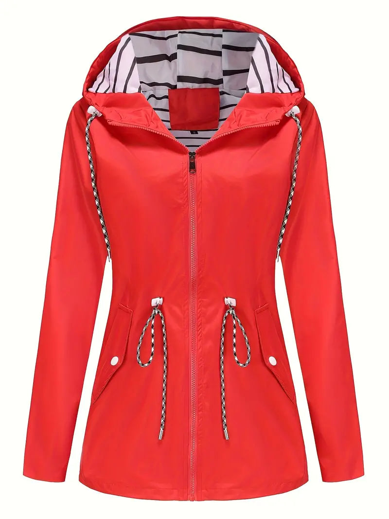 Street-Wave Women's Waterproof Hooded Rain Jacket With Adjustable Fit And Practical Pockets
