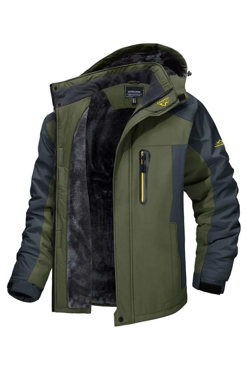 Street-wave Men Waterproof Fleece-Lined Winter Jacket For Outdoor Adventures And Everyday Comfort