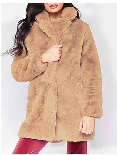 Street-wave Plush Faux Fur Hooded Long Jacket For Women Ultra Cozy Warmth And Streetwear Style