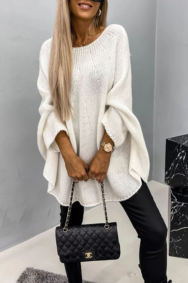 Street-Wave Beige Ribbed Knit Poncho Blouse For Women Cozy Yet Chic Warmth Daily Wear And Travel Essential