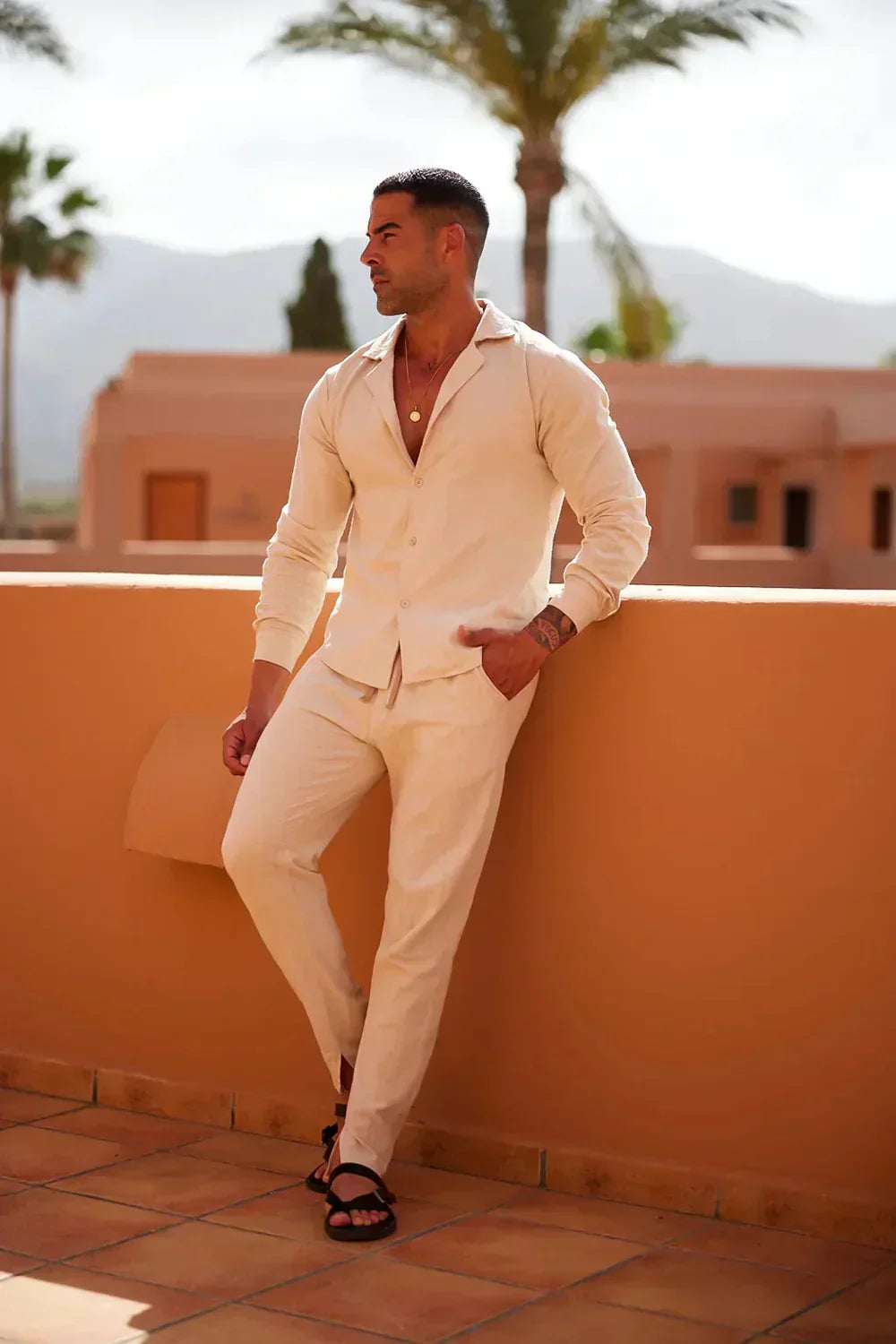 Linen Suit Set For Men Streetwave Breathable Lightweight Italian Style Ensemble
