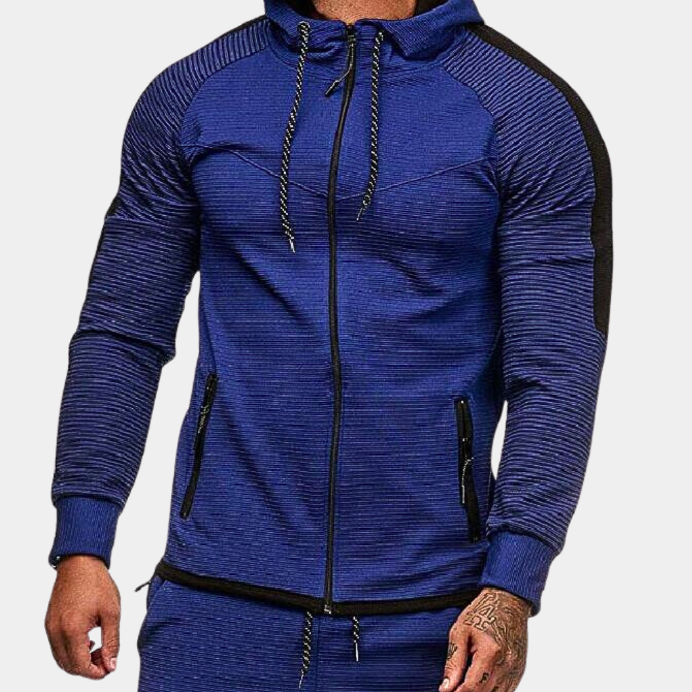Niko Mens Hoodie Jacket Streetwave Striped Sleeves Zipper Front Relaxed Fit For Everyday Style