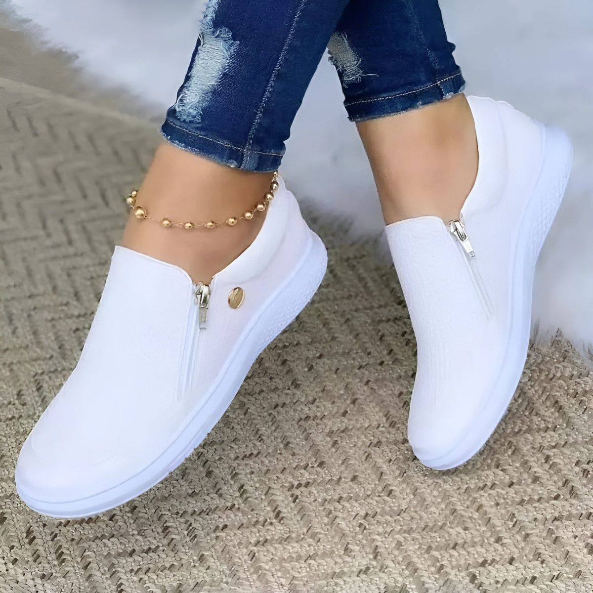 Street-Wave Orthopedic Slip-On Shoes For Women With Zipper Closure, Comfortable Support