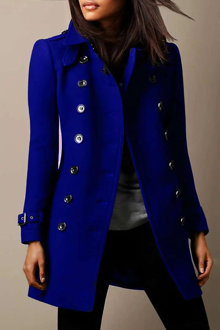 Street-Wave Double-Breasted Long Trench Coat For Fashion-Forward Women With Timeless Elegance
