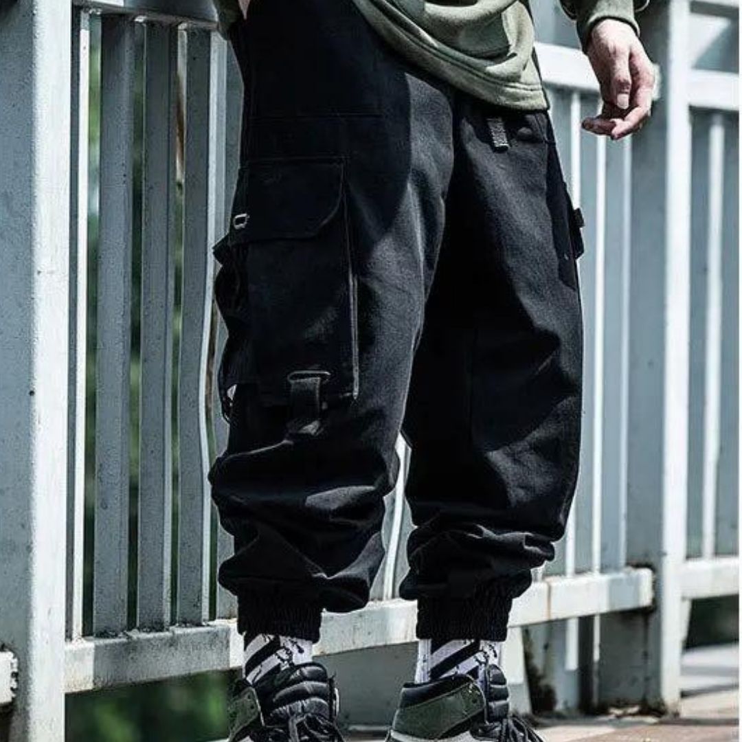 Street-Wave Adjustable Straps Cargo Pants For Men - Rugged Lightweight Streetwear With Large Utility Pockets