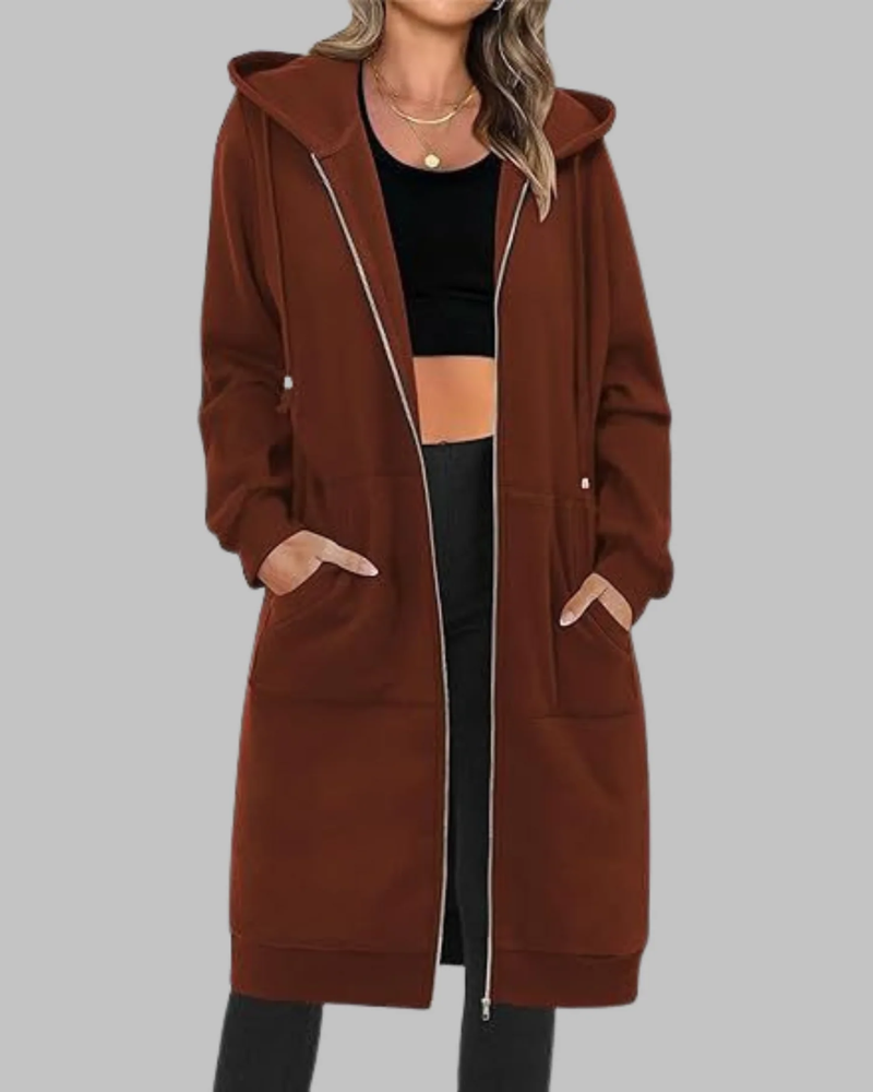 Streetwave Oversized Zip Up Long Jacket For Women Comfort And Layering Essentials