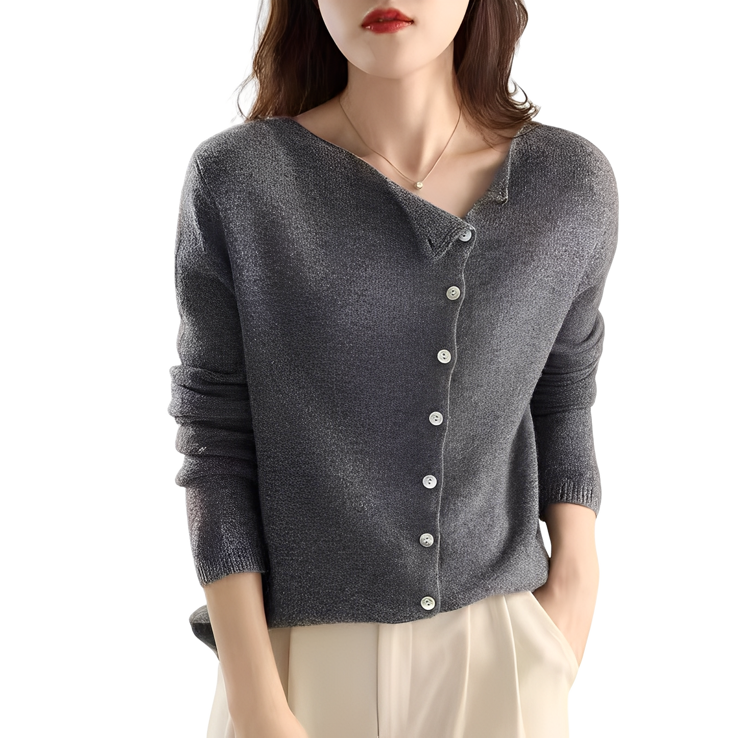 Street-Wave Wool Cardigan For Women Cozy Relaxed Fit Knit With Long Sleeves Perfect For Daily Wear And Layering