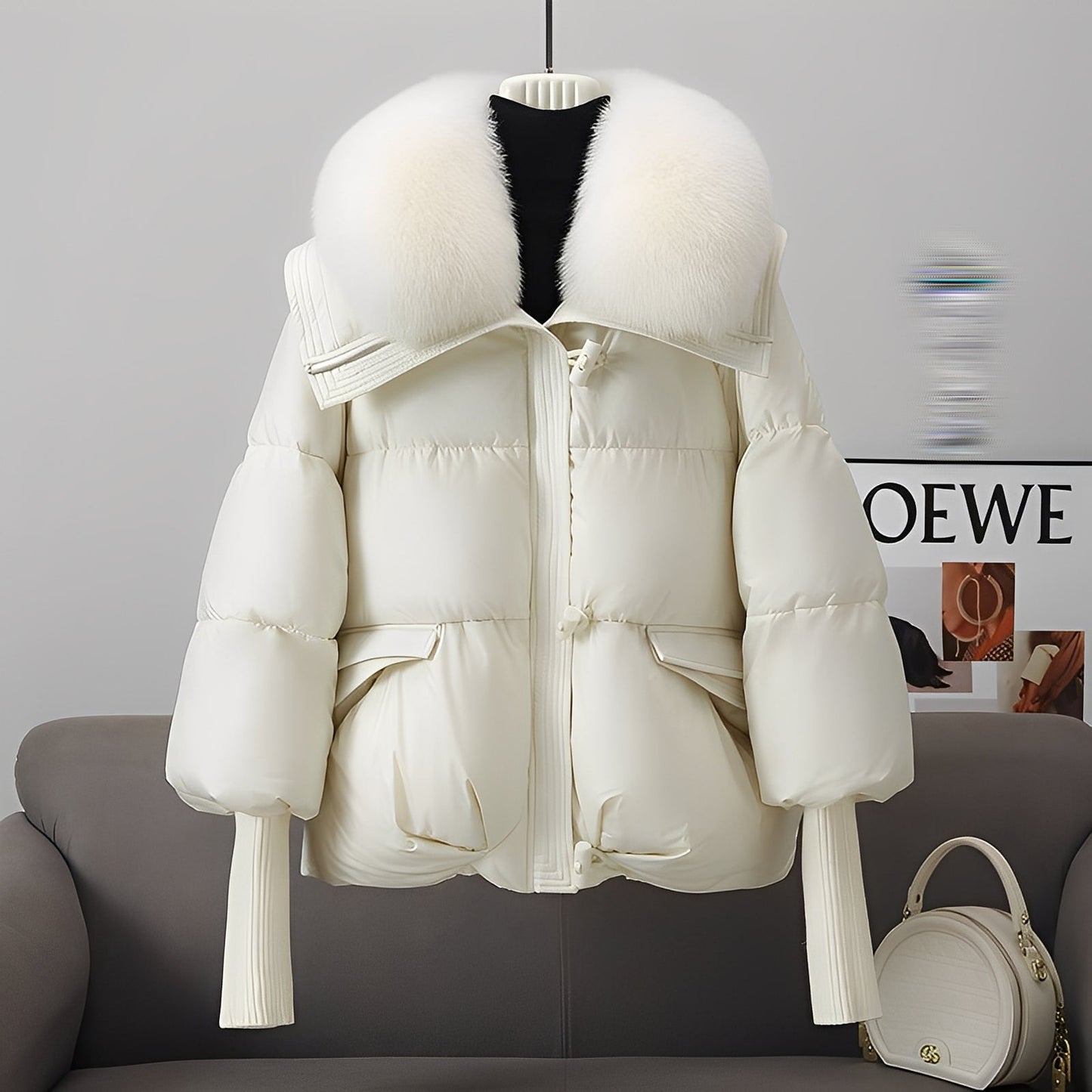 Street Wave Down Jacket With Fur Collar For Women Elegant Puffer Coat For Premium Warmth In Winter