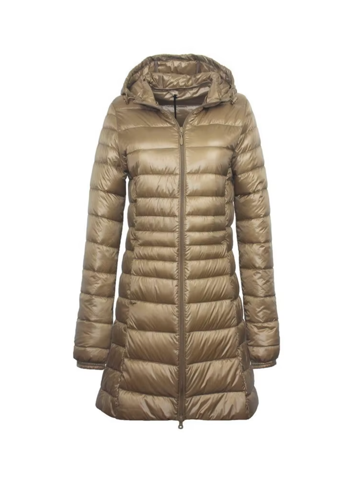 Street Wave Curvy Women Slim Fit Down Jacket With Hood Mid To Long Length Cozy Warmth
