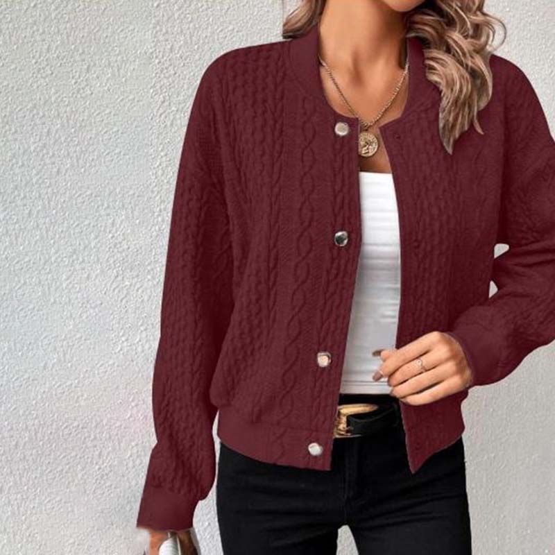 Street-wave Knit Cardigan For Women Cozy Cable Knit Essential For Casual Everyday Looks