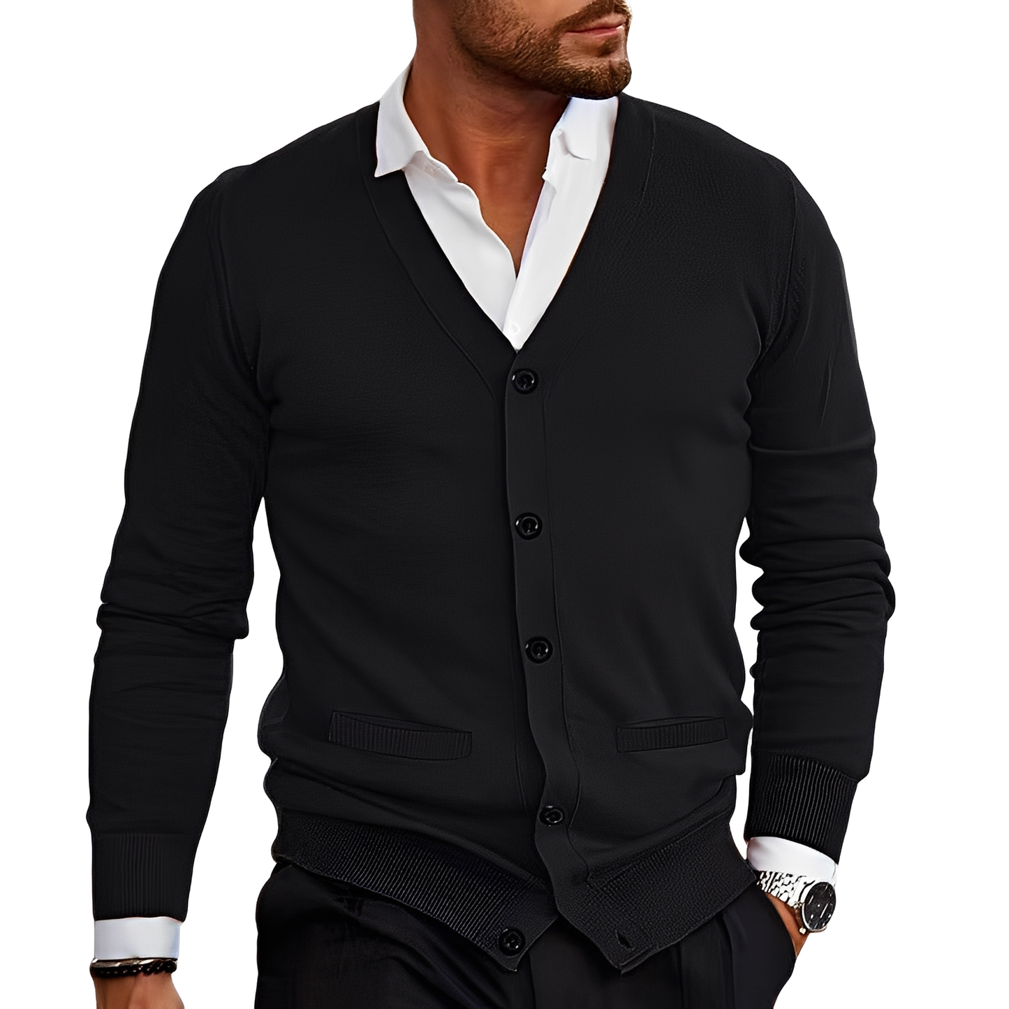 Streetwave Cotton Cardigan For Men With Button Front Cozy Knit Versatile For Casual Office