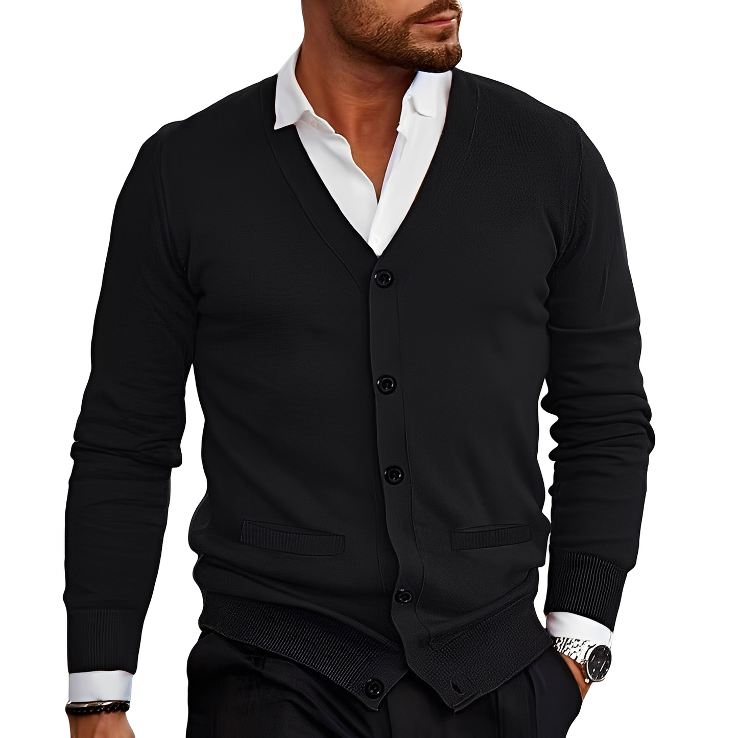 Street-wave Men Cardigan With Button Front Premium Knitwear For Office And Casual Wear