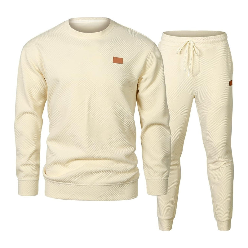 Street-Wave Drake Men's 2 Piece Jacquard Sweatsuit Set With Matching Top And Bottom