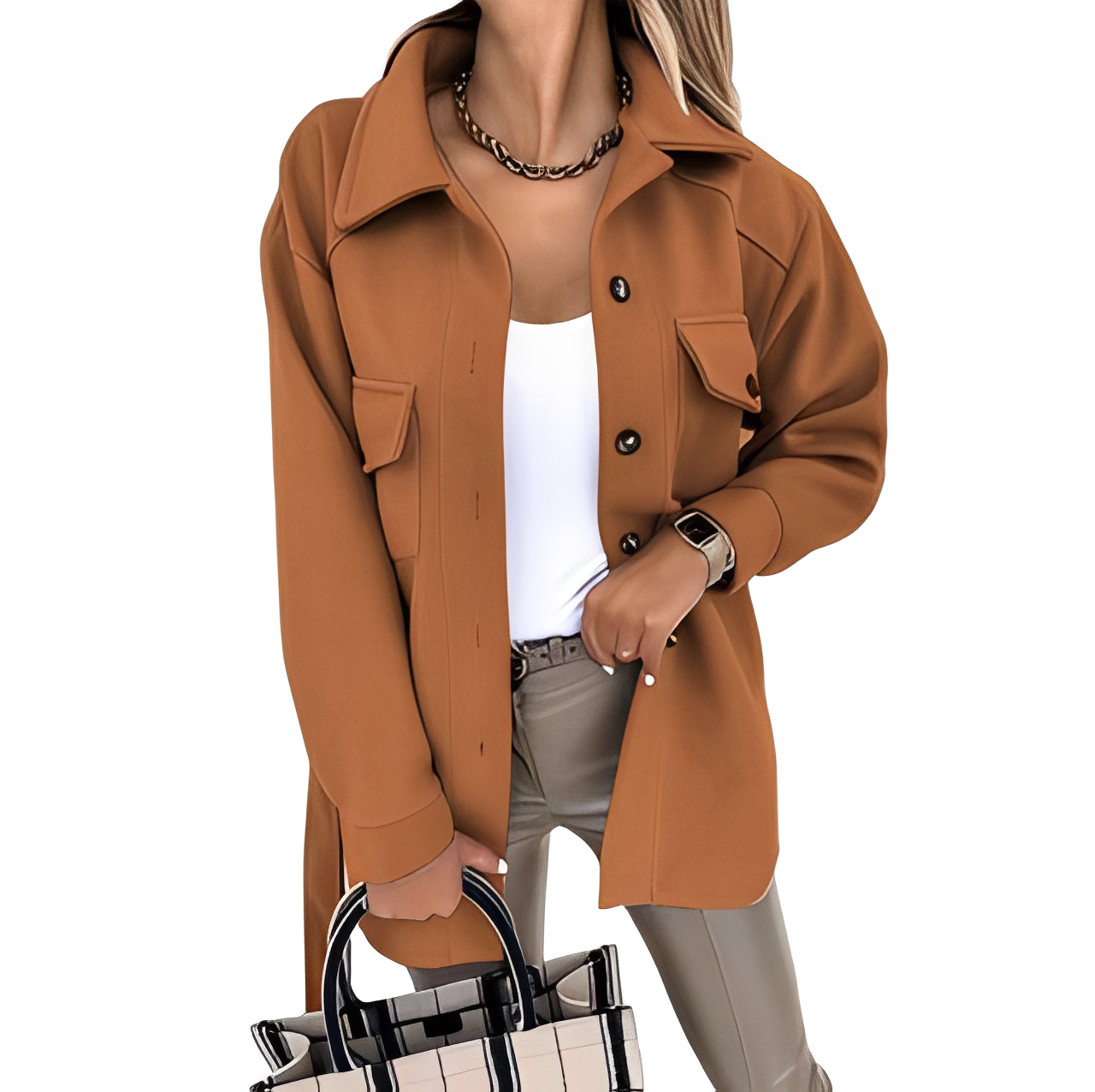 Street-wave Reversible Jacket for Women with Belt Tie Waist, Lightweight Comfort, Elegant Button Front