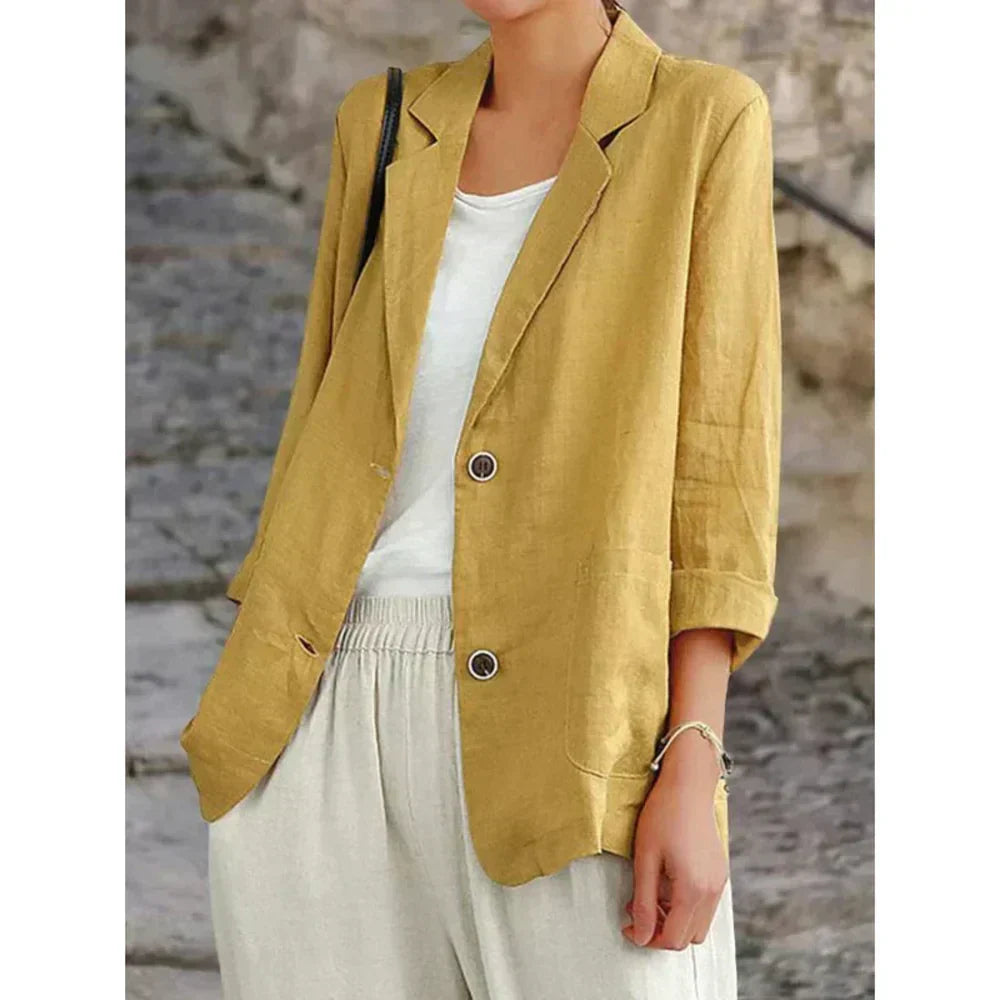 Street-wave Linen Blazer for Women Lightweight Breathable Chic Layering Essential