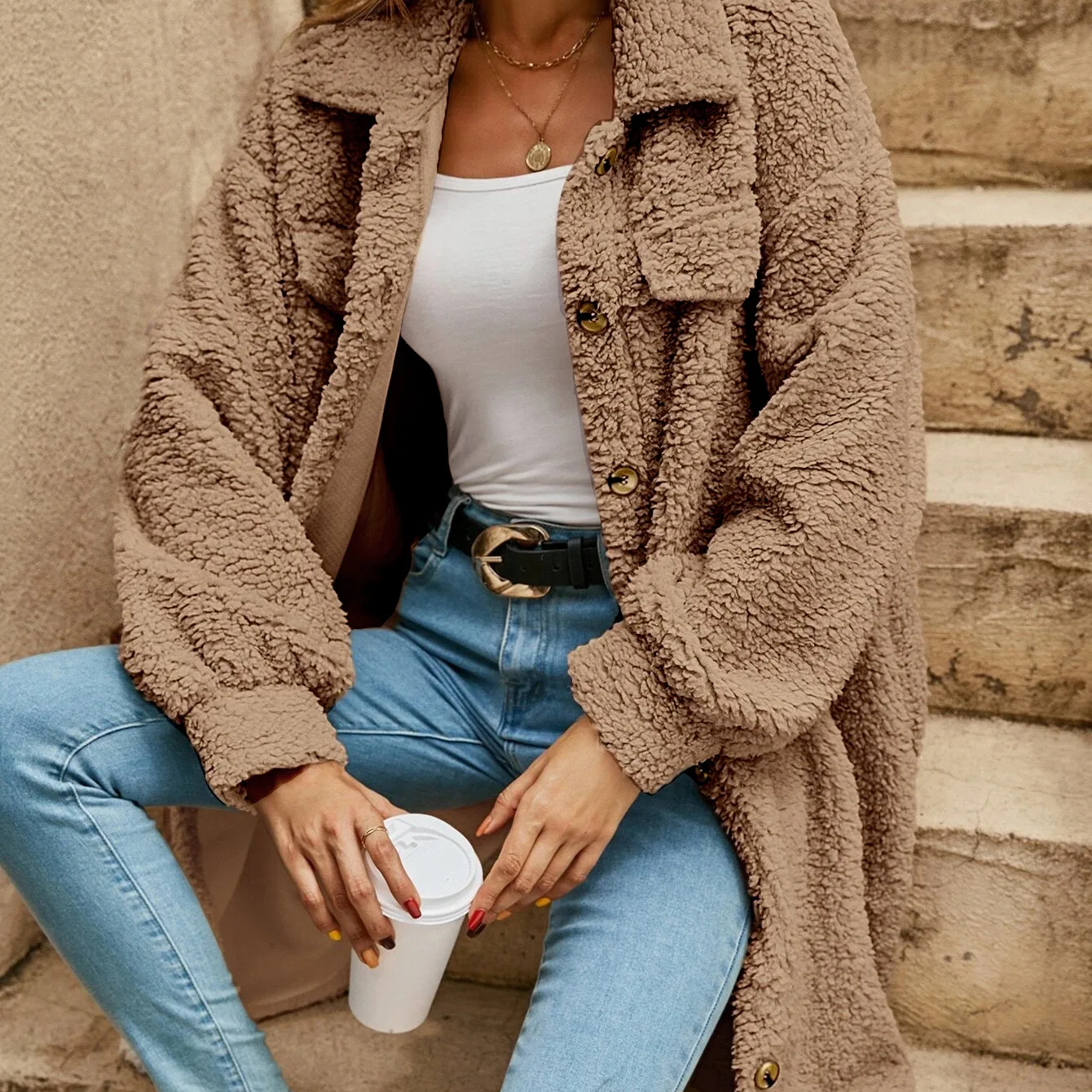 Streetwave Teddy Coat for Women Cozy Warmth Versatile Fall Fashion Trendy Outerwear