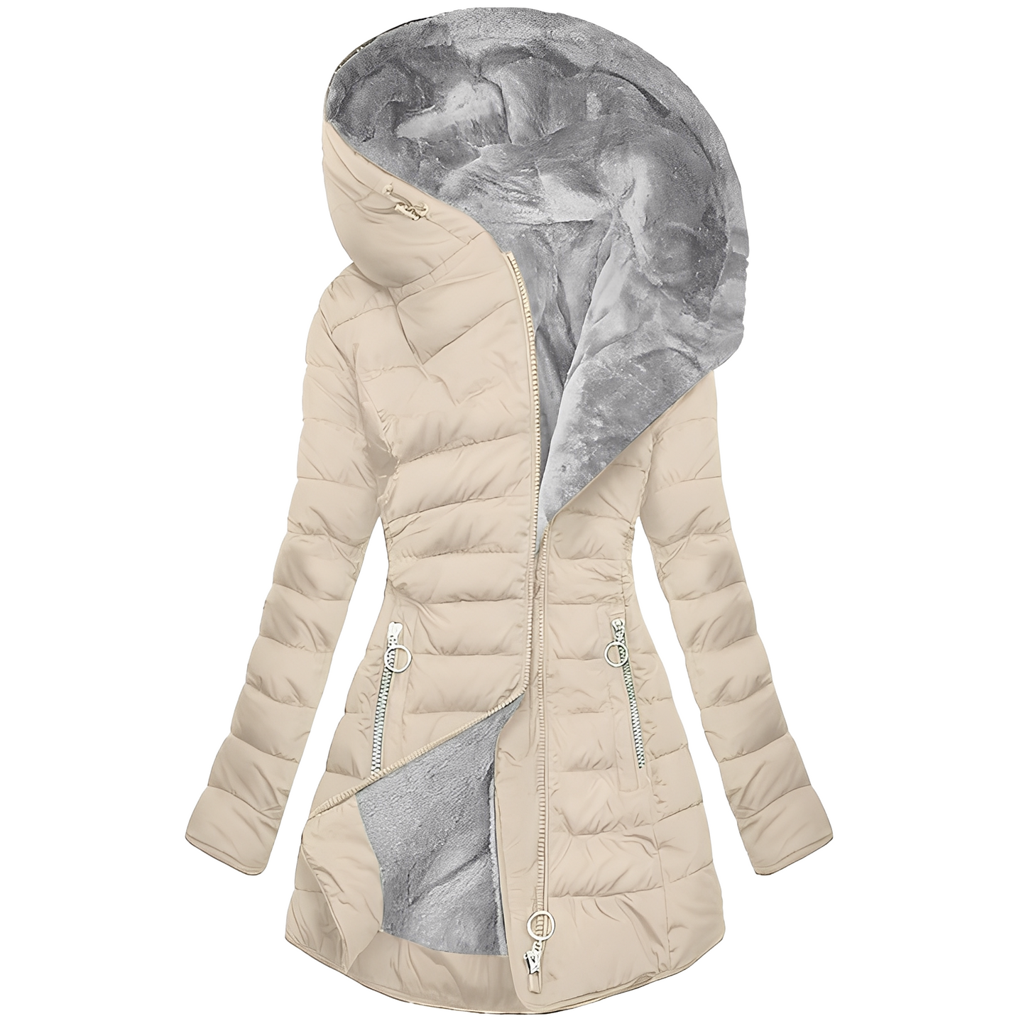 Street-Wave Women's Hooded Puffer Coat With Plush Lining For Ultra Warmth And Style