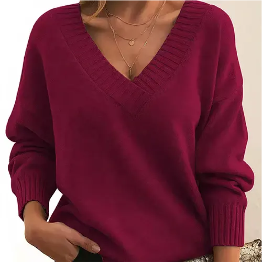 Street-Wave V-Neck Winter Pullover For Women Luxurious Warmth And Cozy Comfort Everyday Style