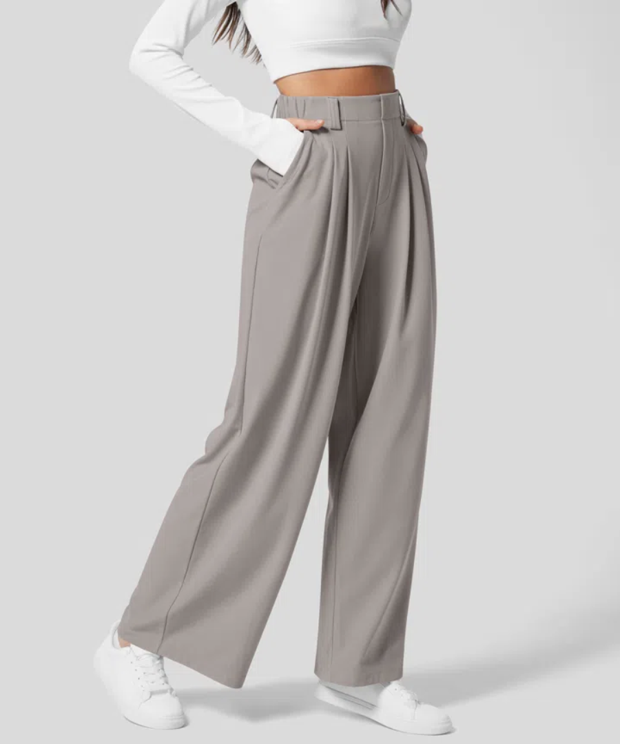 Street-Wave Wide-Leg Tailored Pants For Women High-Waist Comfort And Elegant Style